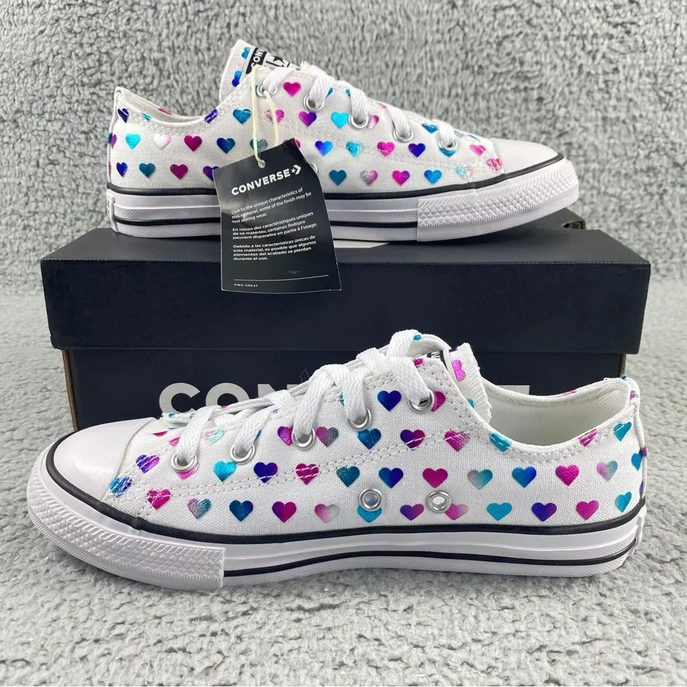 Converse Chuck Taylor All Star Ox Glitter Heart Sneaker Kids' 3y Shoes Low Top